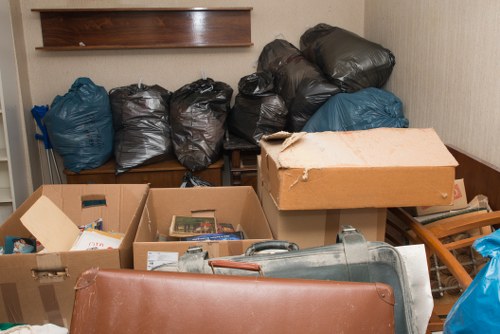 Professional team clearing home clutter
